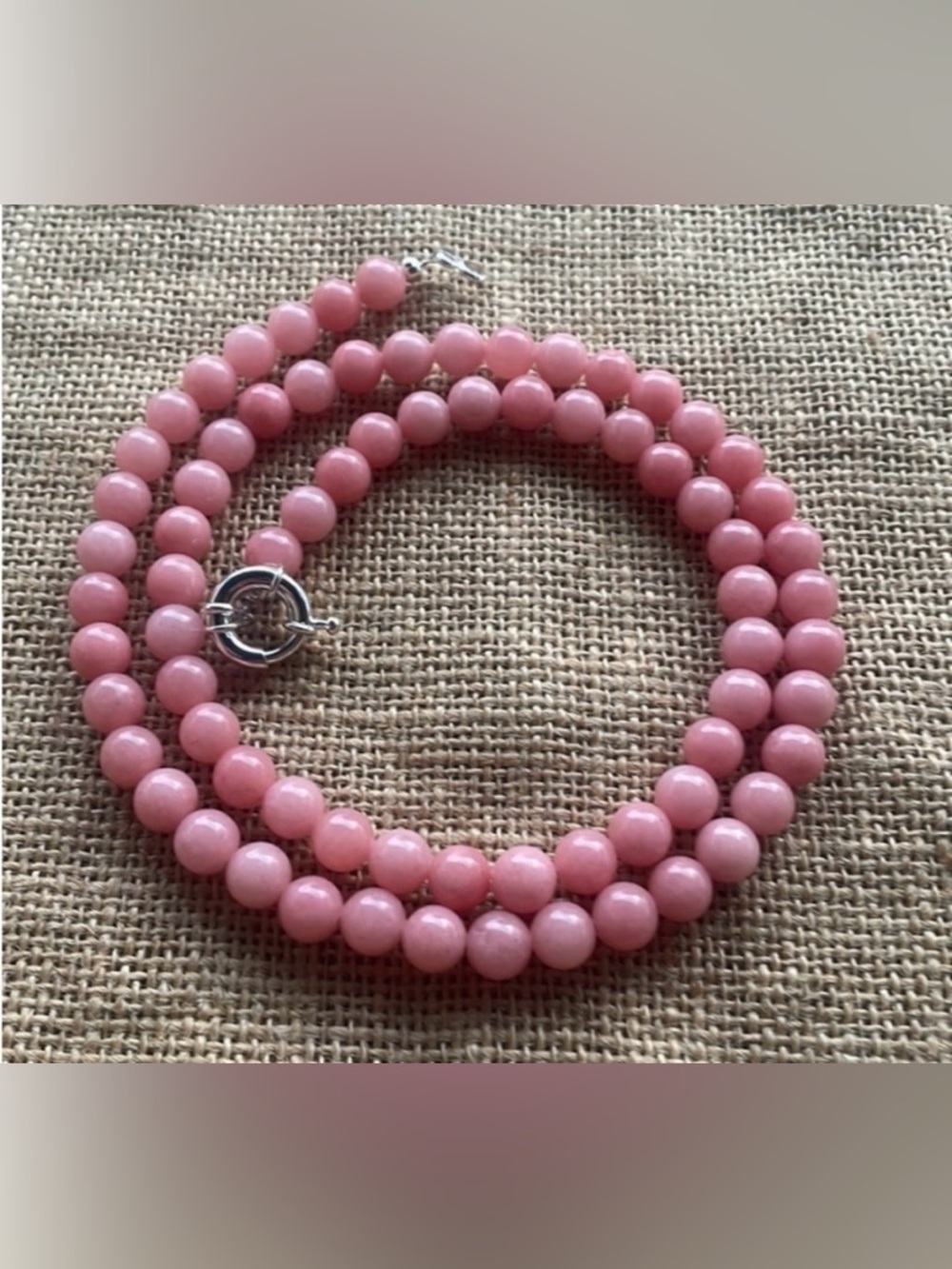 Natural Rose / Pink Quartz Stone Necklace Luxury Look Handmade New
